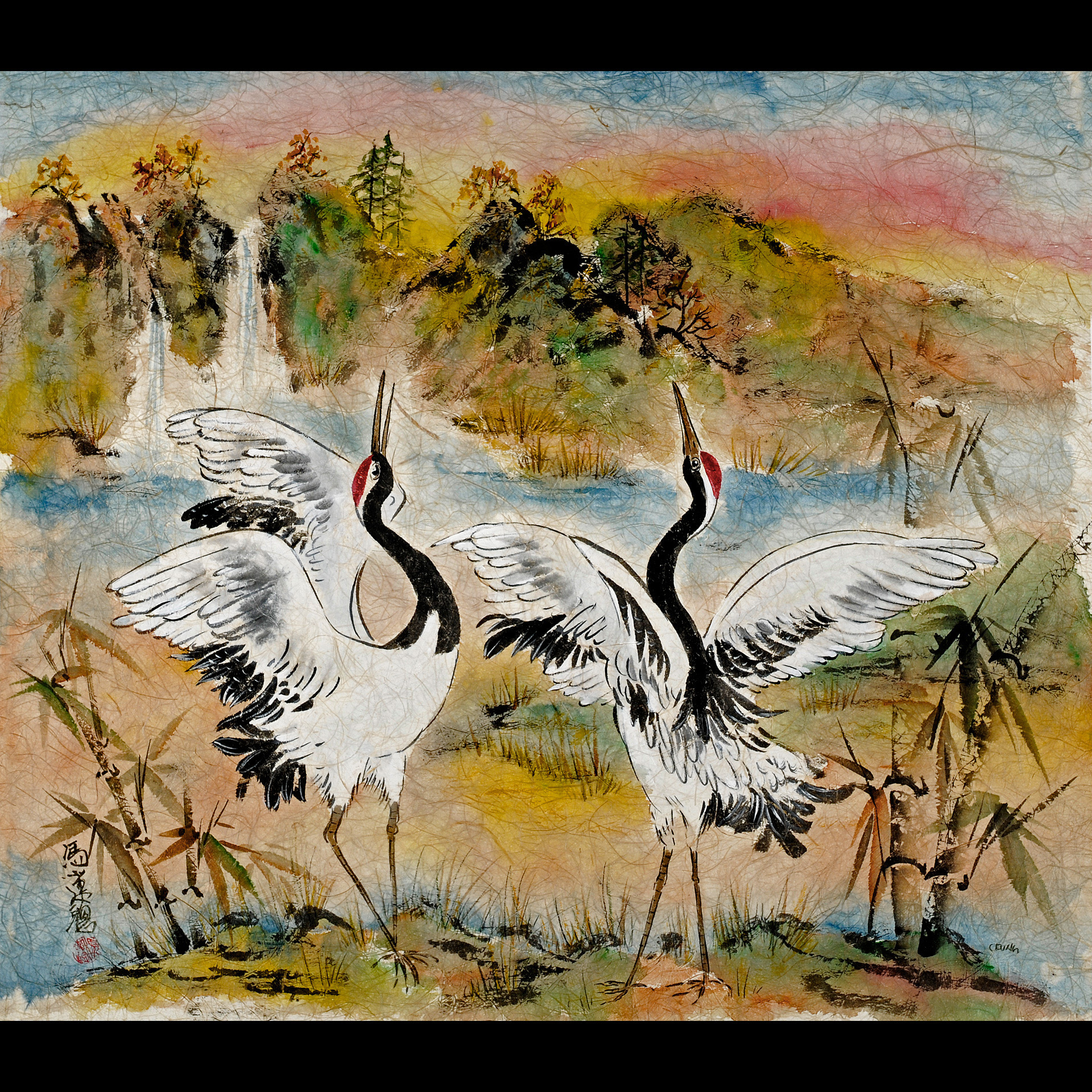 watercolor crane painting