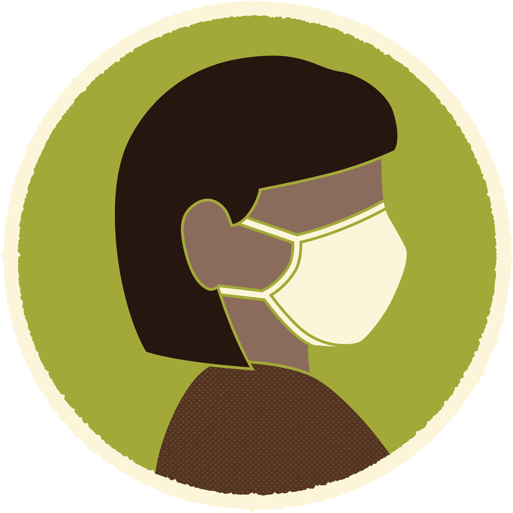 Illustration of person wearing a mask to help prevent the spread of COVID.