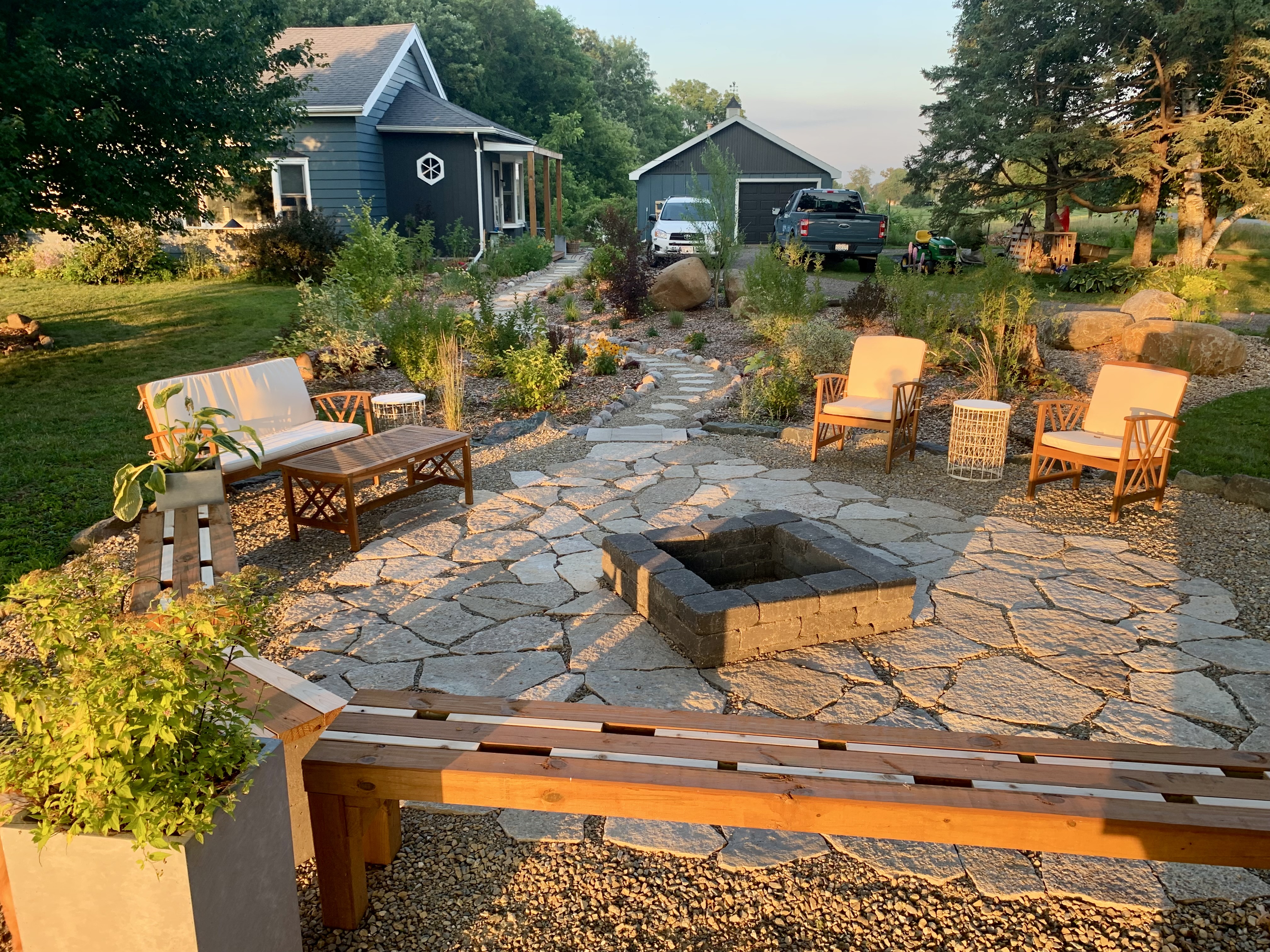 landscaping around firepit